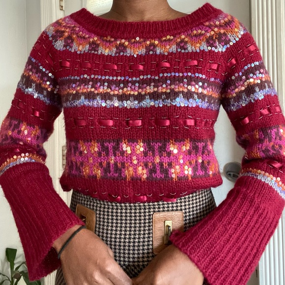 Moda international mohair blend wine red sweater - Picture 4 of 9